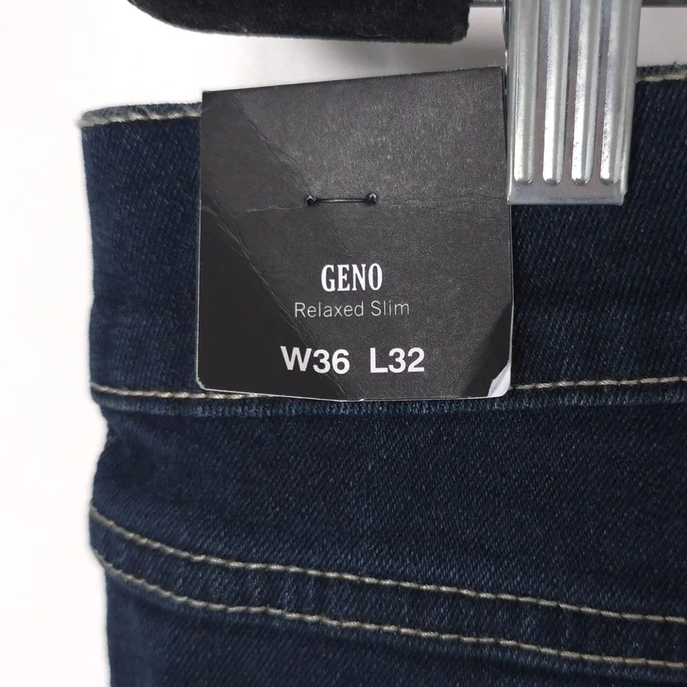 TRUE RELIGION New Men's Jeans 36x32 GENO SN Relaxed Flap Slim Dark Sultry 700390